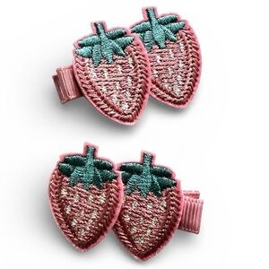 Double Strawberry Alligator Clip Set New